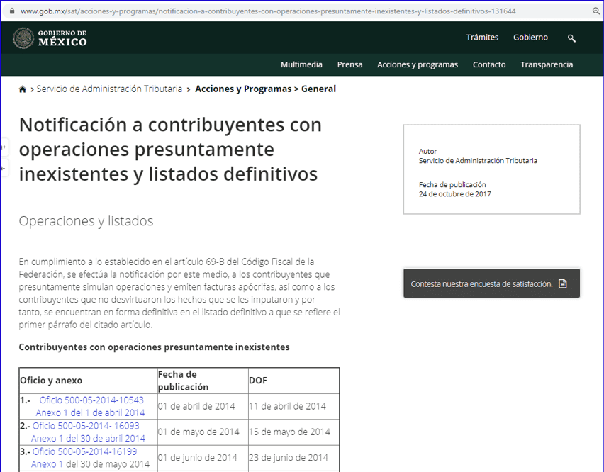 EFOS presuntos